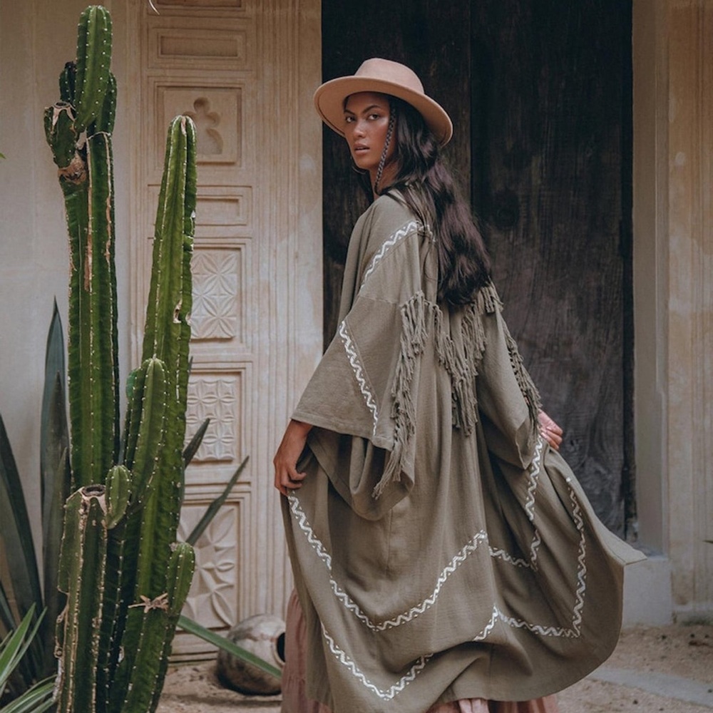 Ceremonial Sage Green Robe Poncho by Aya Sacred Wear